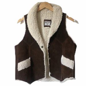 Vintage Western Style Steer Brand Suede Vest
